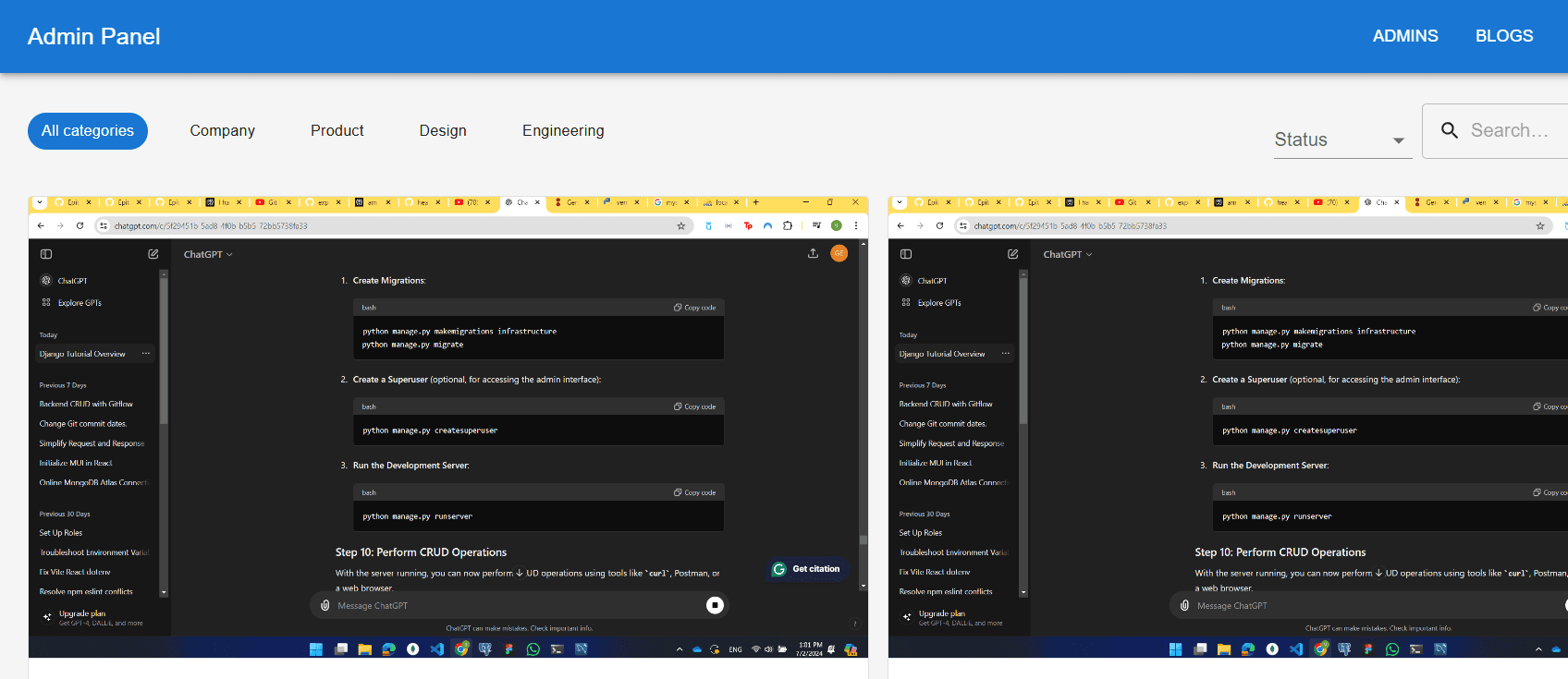 Admin Panel Application